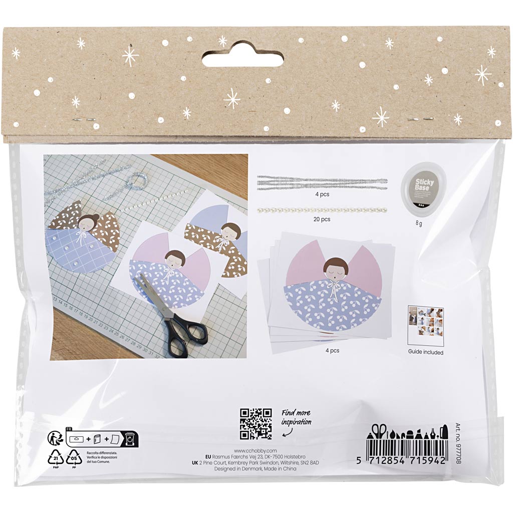 Creativ Company Mini-Hobby-Set Papierdekorationen, Engel, verschiedene Farben, 1 Box