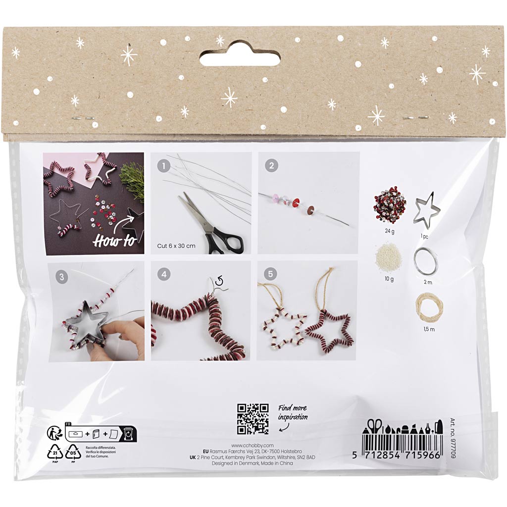 Creativ Company Mini-Hobby-Set Dekoration, Sterne, rot, 1 Box