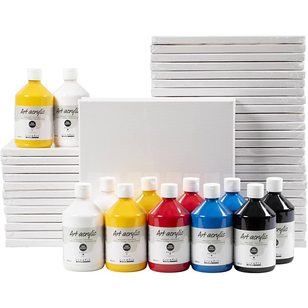 Pigment-Kunstschule, seidenmatt, Primärfarben, 1 Set