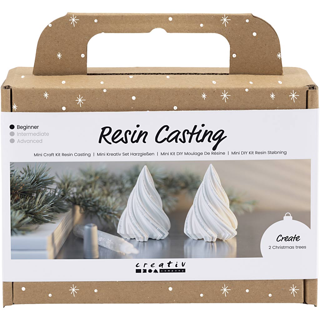 Creativ Company Mini-Hobby-Set, Kunstharzguss, Weihnachtsbäume, weiß, 1 Box