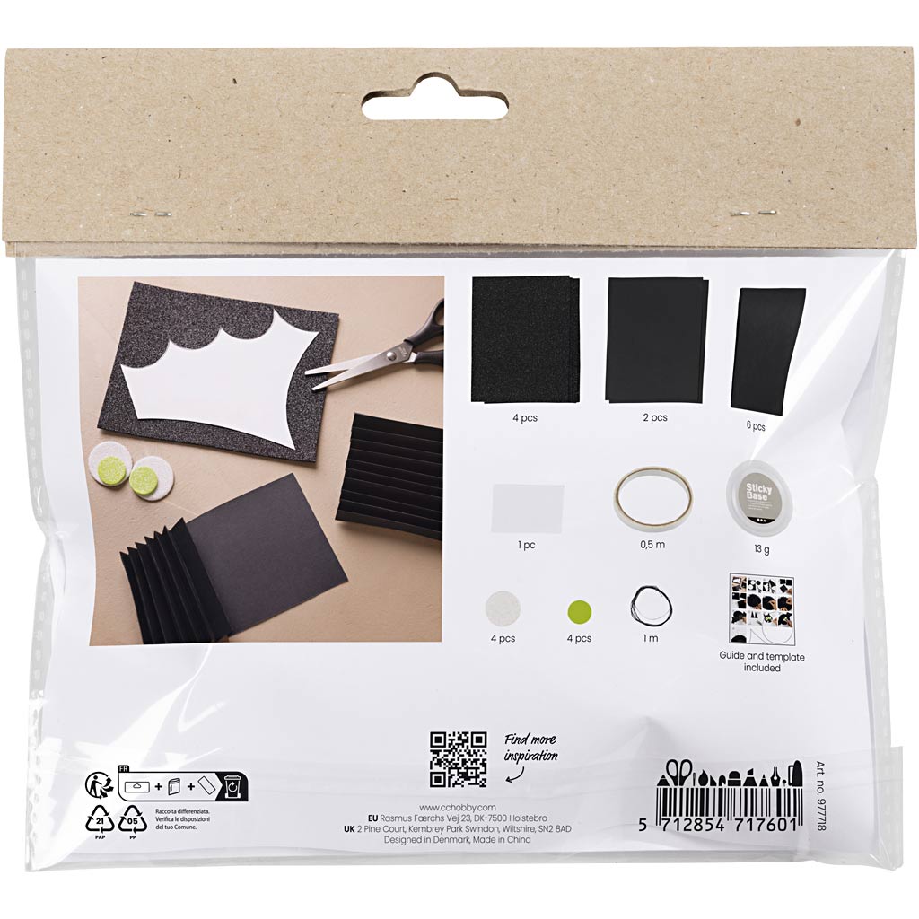 Creativ Company Mini-Hobby-Set Papierdekorationen, Fledermäuse, schwarz, weiß, 1 Box