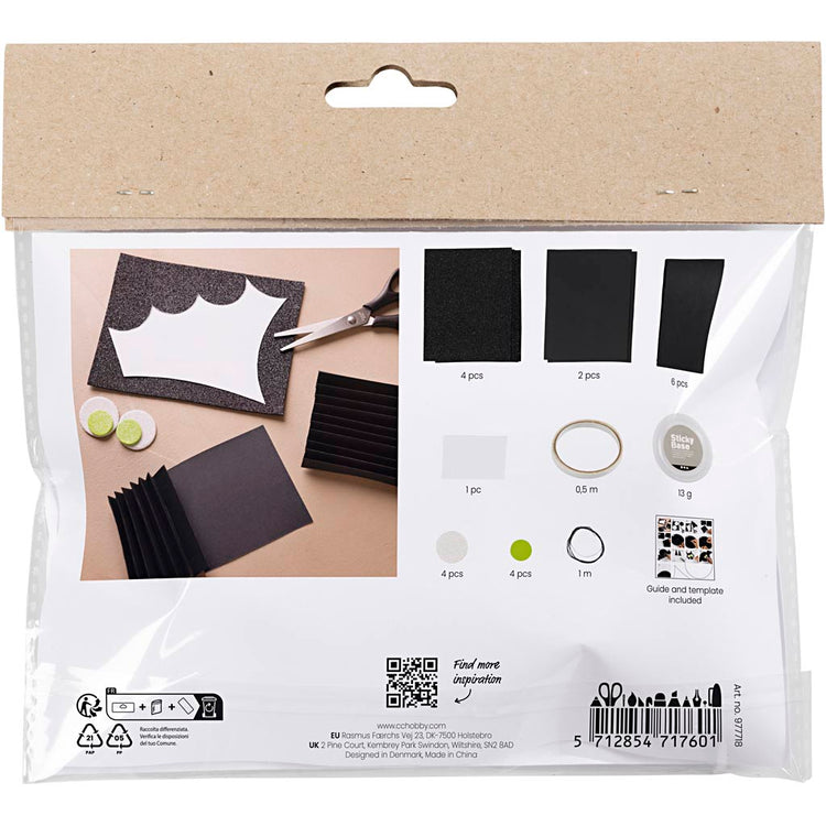 Creativ Company Mini-Hobby-Set Papierdekorationen, Fledermäuse, schwarz, weiß, 1 Box