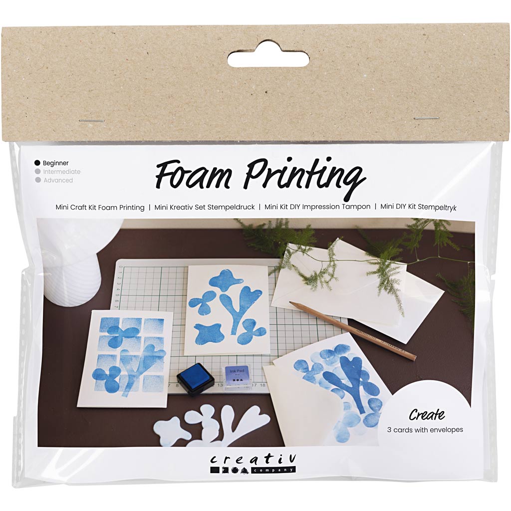 Creativ Company Mini-Hobby-Set, Schaumstoffdruck, Karte mit Design, weiß, gebrochenes Weiß, 1 Box