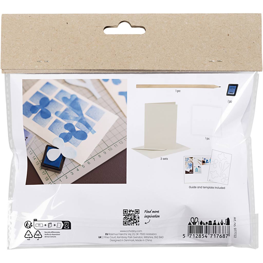 Creativ Company Mini-Hobby-Set, Schaumstoffdruck, Karte mit Design, weiß, gebrochenes Weiß, 1 Box