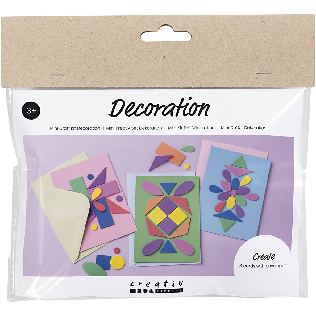 Creativ Company Mini-Hobby-Set Dekoration, dekorierte Karten, blau, grün, rosa, 1 Box