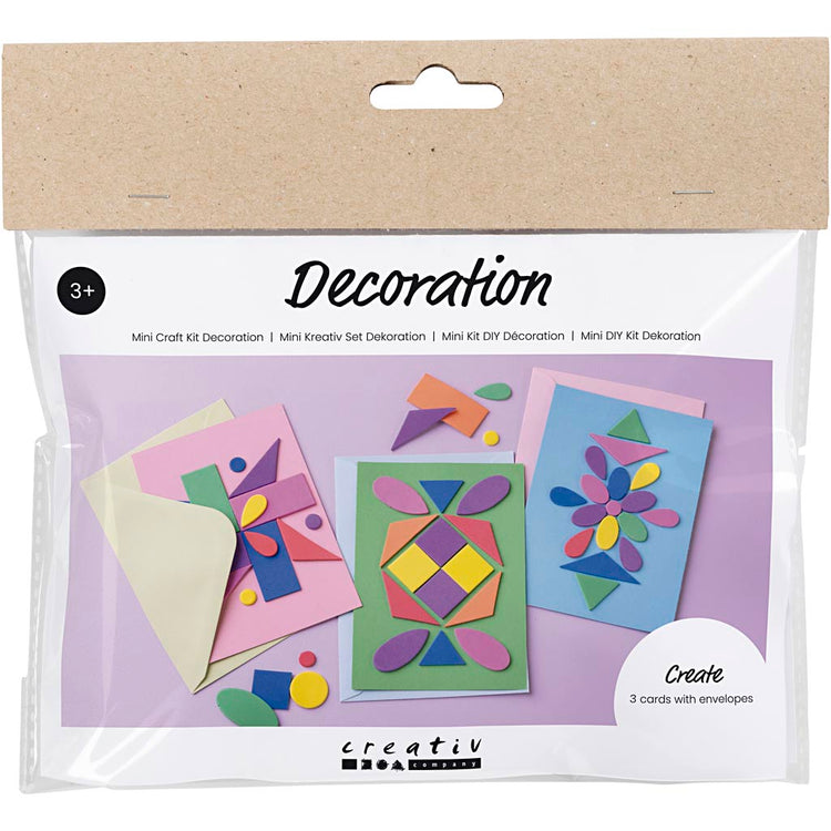 Creativ Company Mini-Hobby-Set Dekoration, dekorierte Karten, blau, grün, rosa, 1 Box