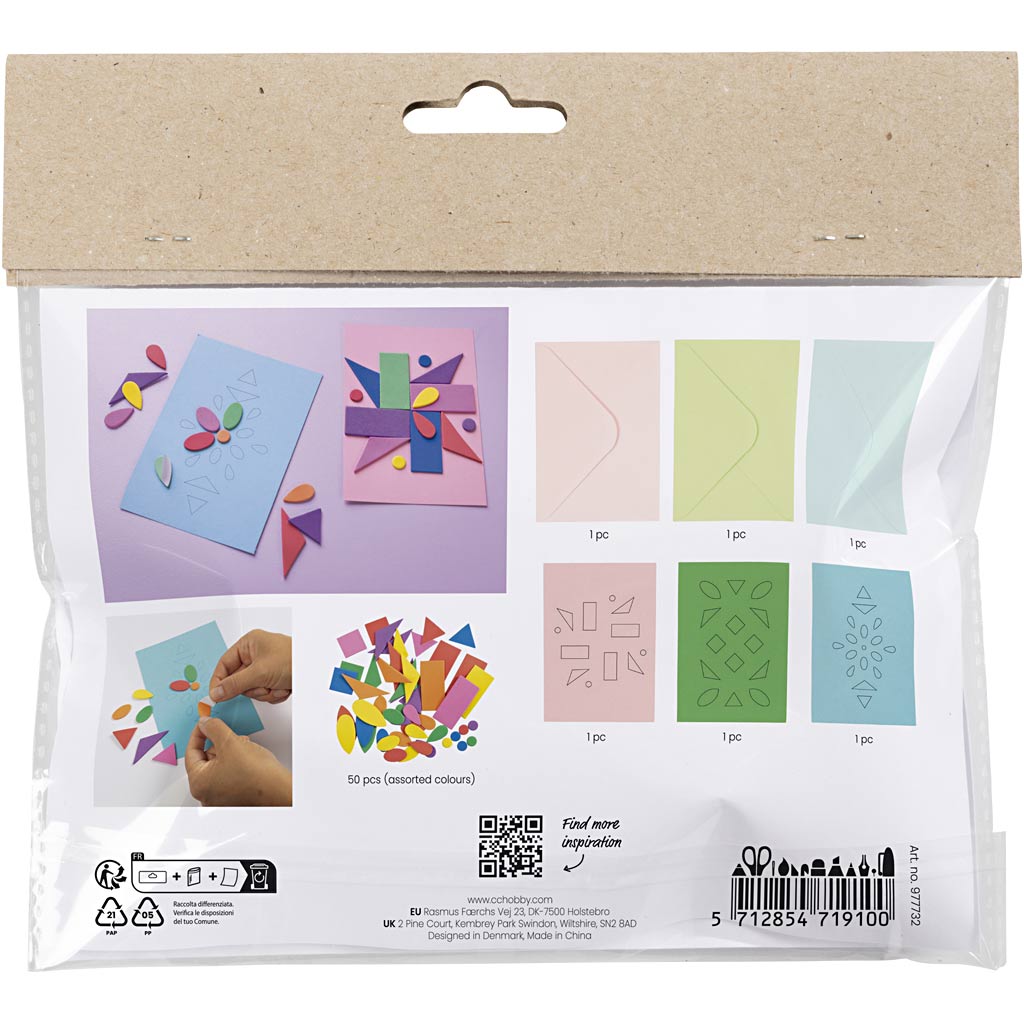 Creativ Company Mini-Hobby-Set Dekoration, dekorierte Karten, blau, grün, rosa, 1 Box