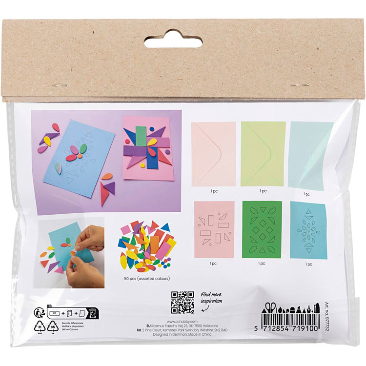 Creativ Company Mini-Hobby-Set Dekoration, dekorierte Karten, blau, grün, rosa, 1 Box