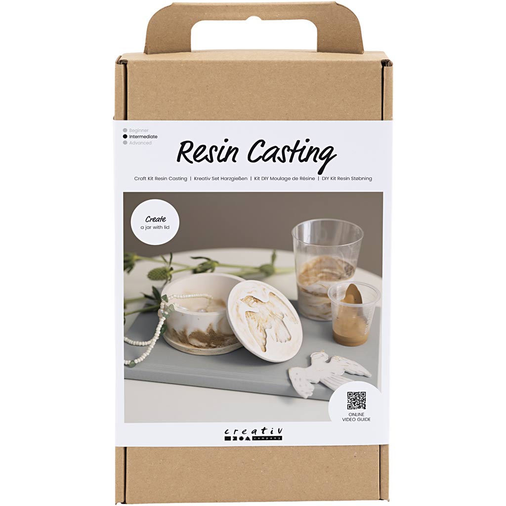 Creativ Company Hobby-Set Harzguss, Glas mit Deckel, Beige, gebrochenes Weiß, 1 Box