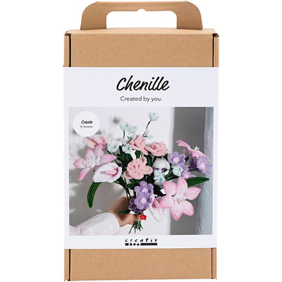 Creativ Company Hobby-Set Blumen aus Chenilledraht, Blumen, Pastellfarben, 1 Box