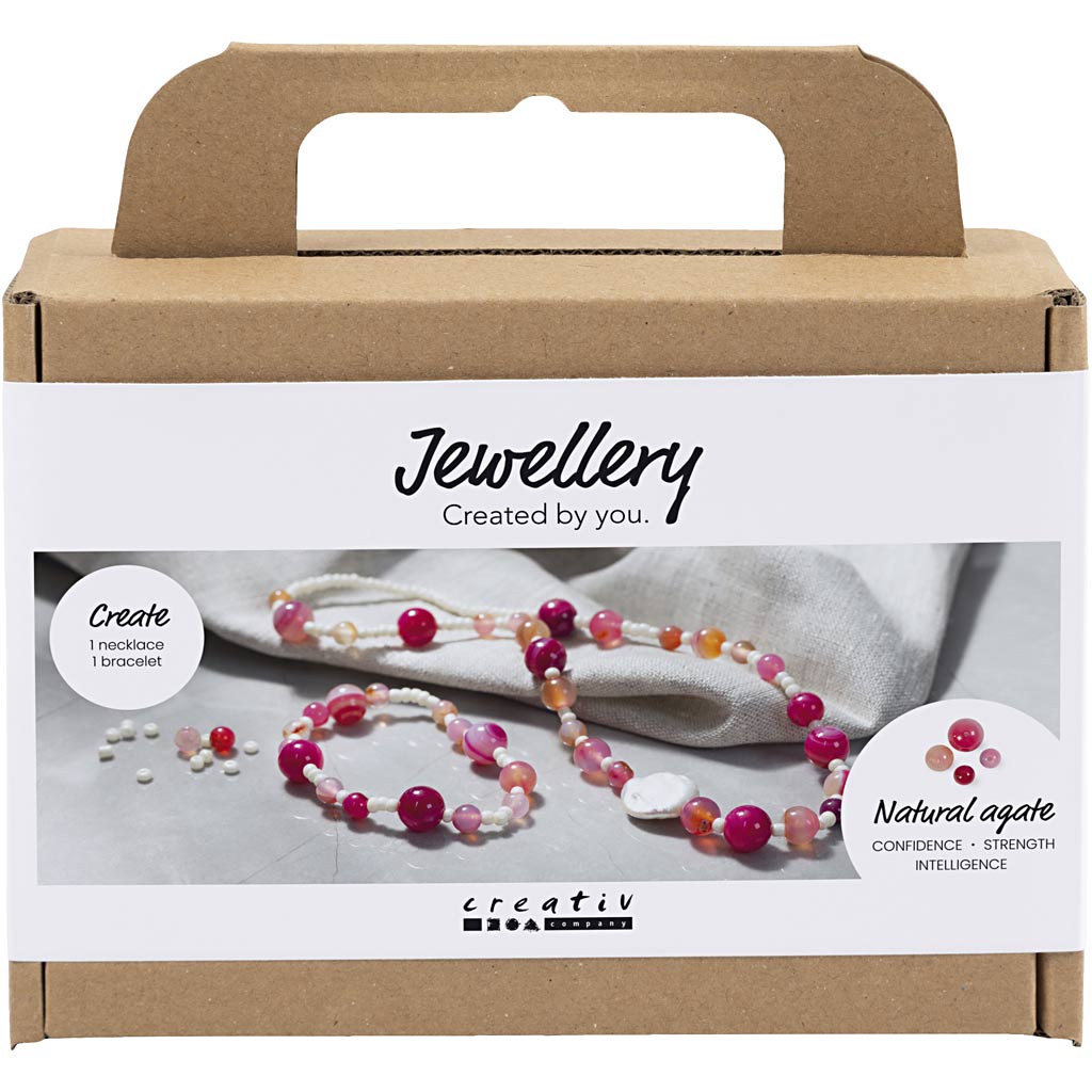 Creativ Company Mini-Hobby-Set Schmuck, Halskette und Armband, rosa, 1 Box