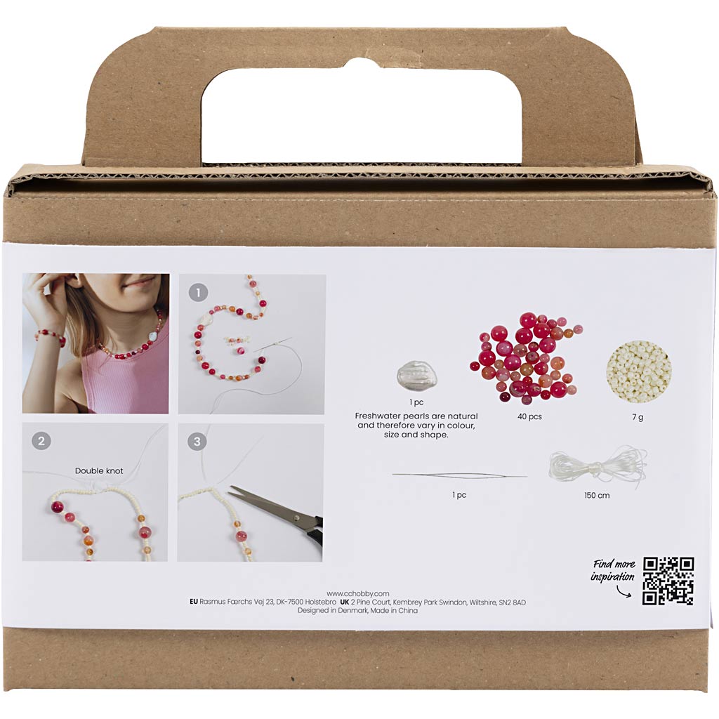 Creativ Company Mini-Hobby-Set Schmuck, Halskette und Armband, rosa, 1 Box
