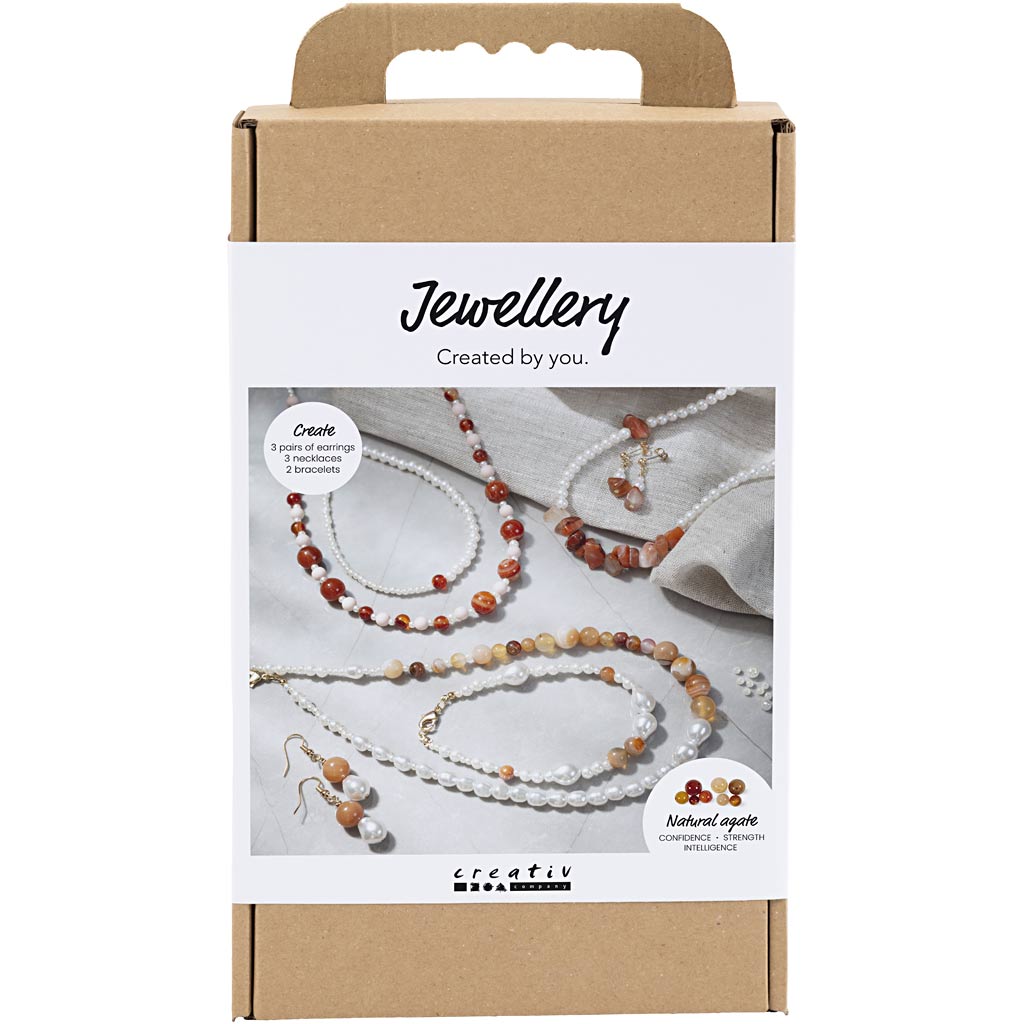 Creativ Company Hobby-Set Schmuck, Beige, gebranntes Orange, weißes Perlmutt, 1 Box