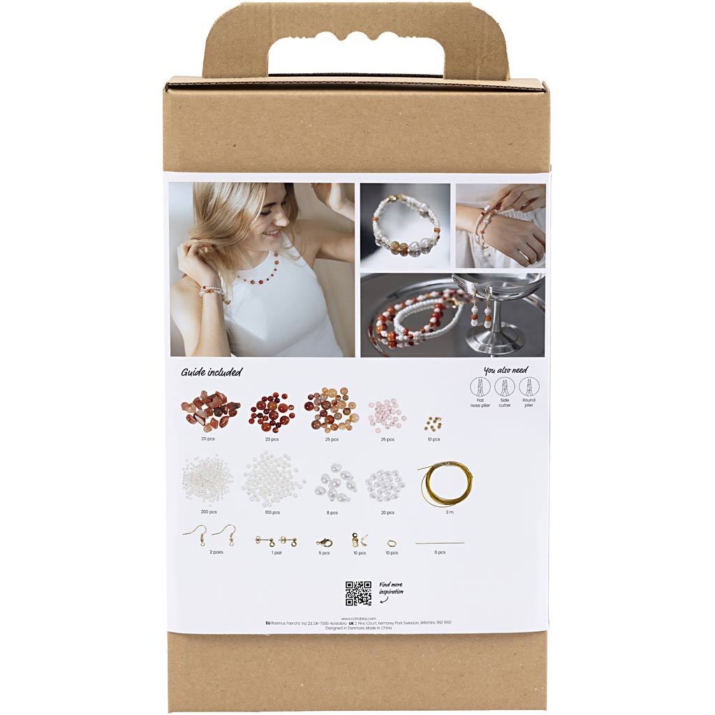 Creativ Company Hobby-Set Schmuck, Beige, gebranntes Orange, weißes Perlmutt, 1 Box