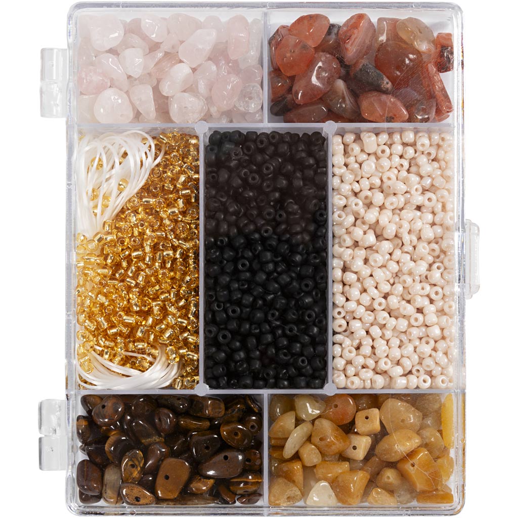 Creativ Company Kreativbox Schmuck, Kristalle, Größe 2,6-10 mm, Lochgröße 0,8-1,2 mm, ca. 2520 Teile, verschiedene Farben, 1 Box