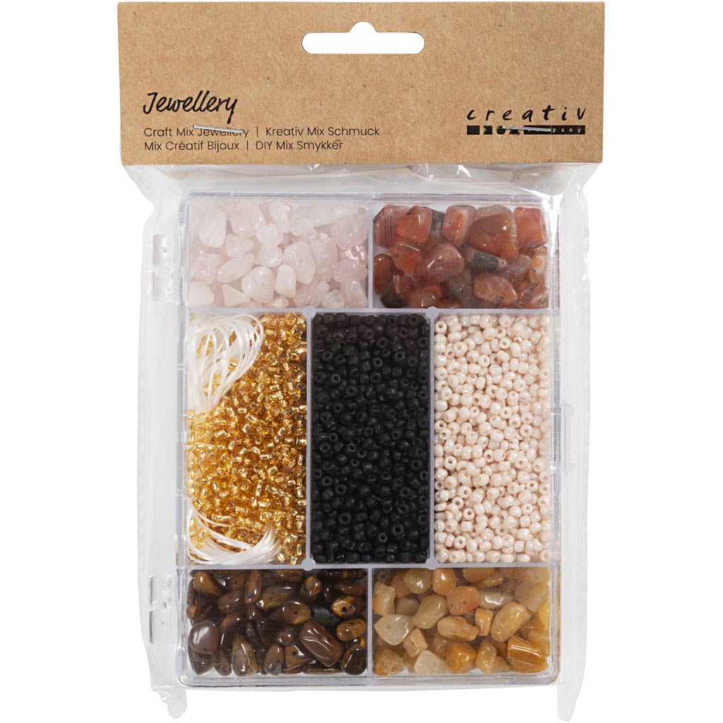 Creativ Company Kreativbox Schmuck, Kristalle, Größe 2,6-10 mm, Lochgröße 0,8-1,2 mm, ca. 2520 Teile, verschiedene Farben, 1 Box