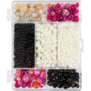 Creativ Company Kreativbox Schmuck, Achate, Größe 2,6-10 mm, Lochgröße 0,8-1,8 mm, ca. 2740 Teile, beige, schwarz, rosa, weißes Perlmutt, 1 Box