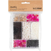 Creativ Company Kreativbox Schmuck, Achate, Größe 2,6-10 mm, Lochgröße 0,8-1,8 mm, ca. 2740 Teile, beige, schwarz, rosa, weißes Perlmutt, 1 Box