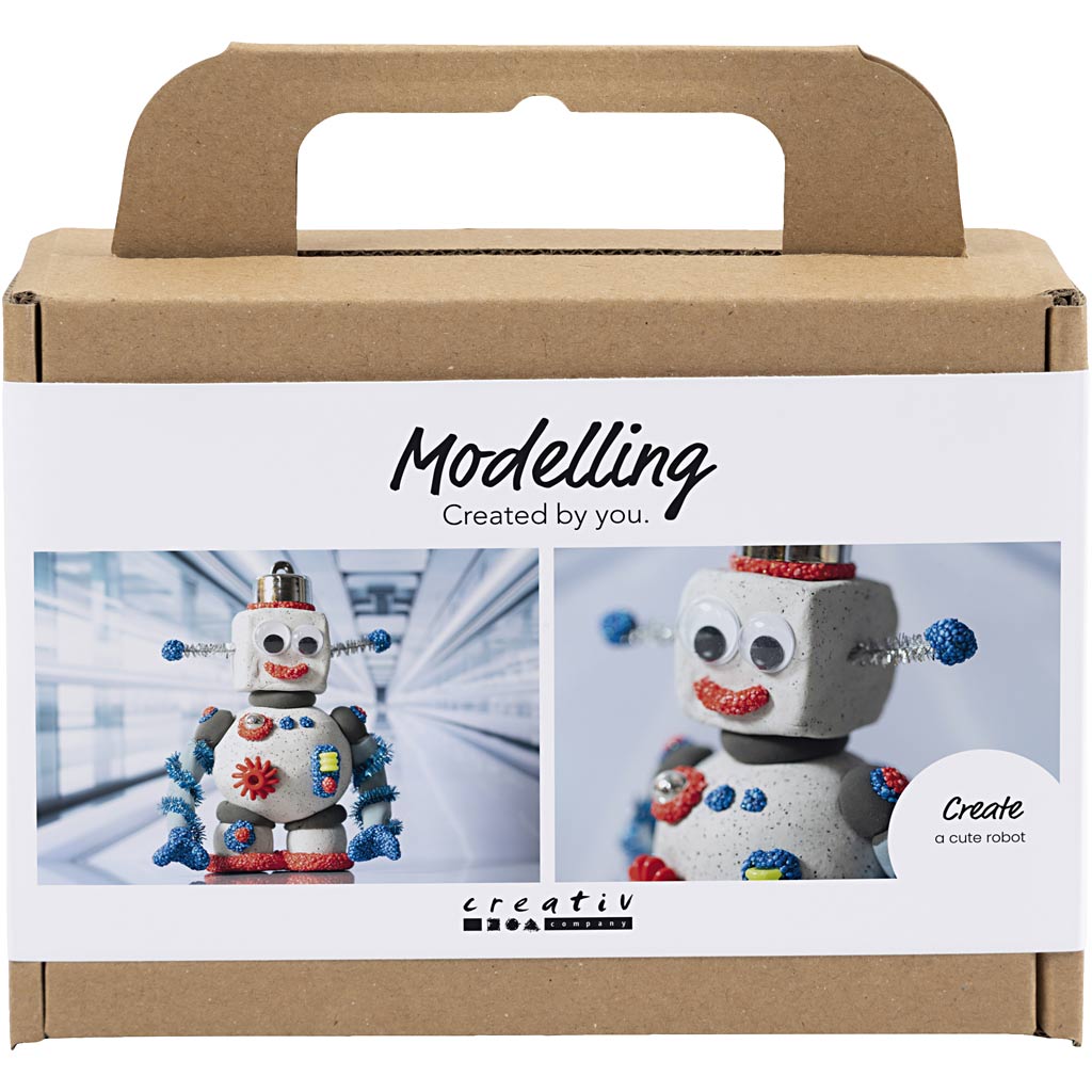 Creativ Company Mini-Hobby-Set Bildhauerei, Roboter, blau, grau, rot, 1 Box