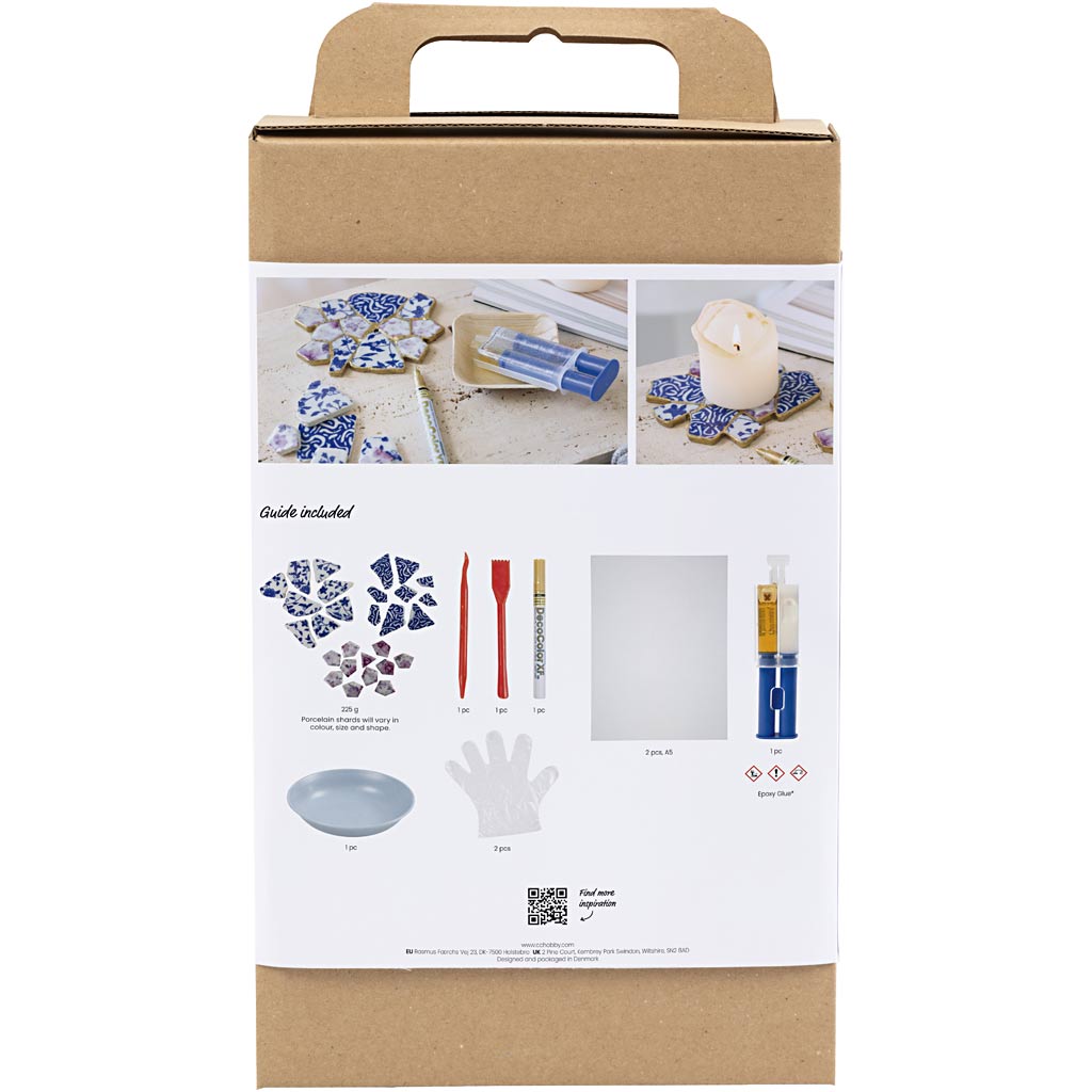 Creativ Company Hobby-Set Kintsugi, Untersetzer, Blau, Gold, Hellrot, Weiß, 1 Box