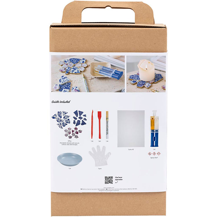 Creativ Company Hobby-Set Kintsugi, Untersetzer, Blau, Gold, Hellrot, Weiß, 1 Box