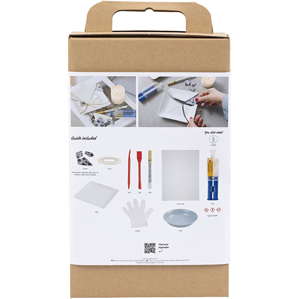 Creativ Company Hobby-Set Kintsugi, Schüssel, Blau, Gold, Weiß, 1 Box