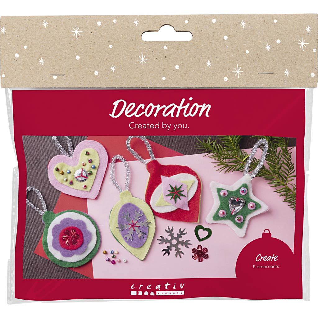 Creativ Company Mini-Hobby-Set Dekoration, Weihnachtsdekoration aus Filz, verschiedene Farben, 1 Box