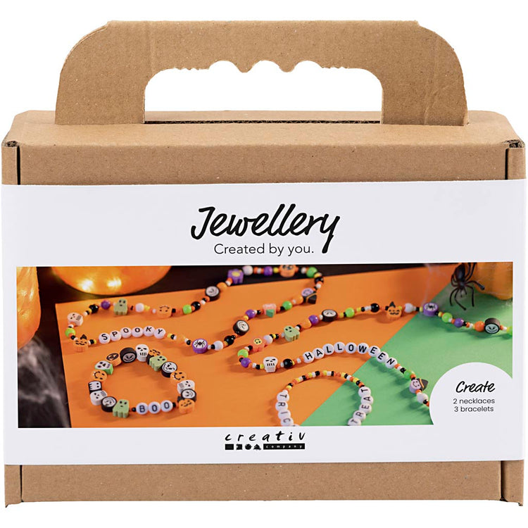 Creativ Company Mini-Hobby-Set, Schmuck, Halsketten und Armbänder, Halloween-Farben, 1 Box