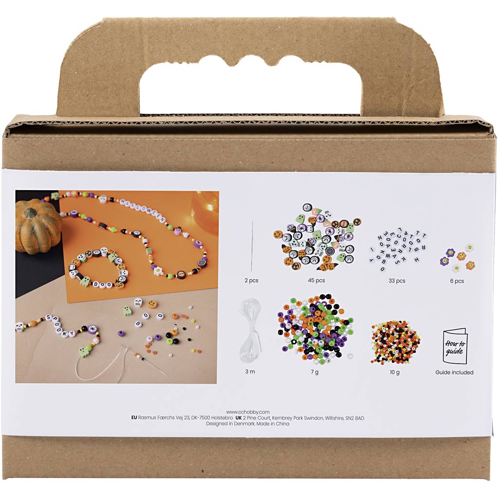Creativ Company Mini-Hobby-Set, Schmuck, Halsketten und Armbänder, Halloween-Farben, 1 Box