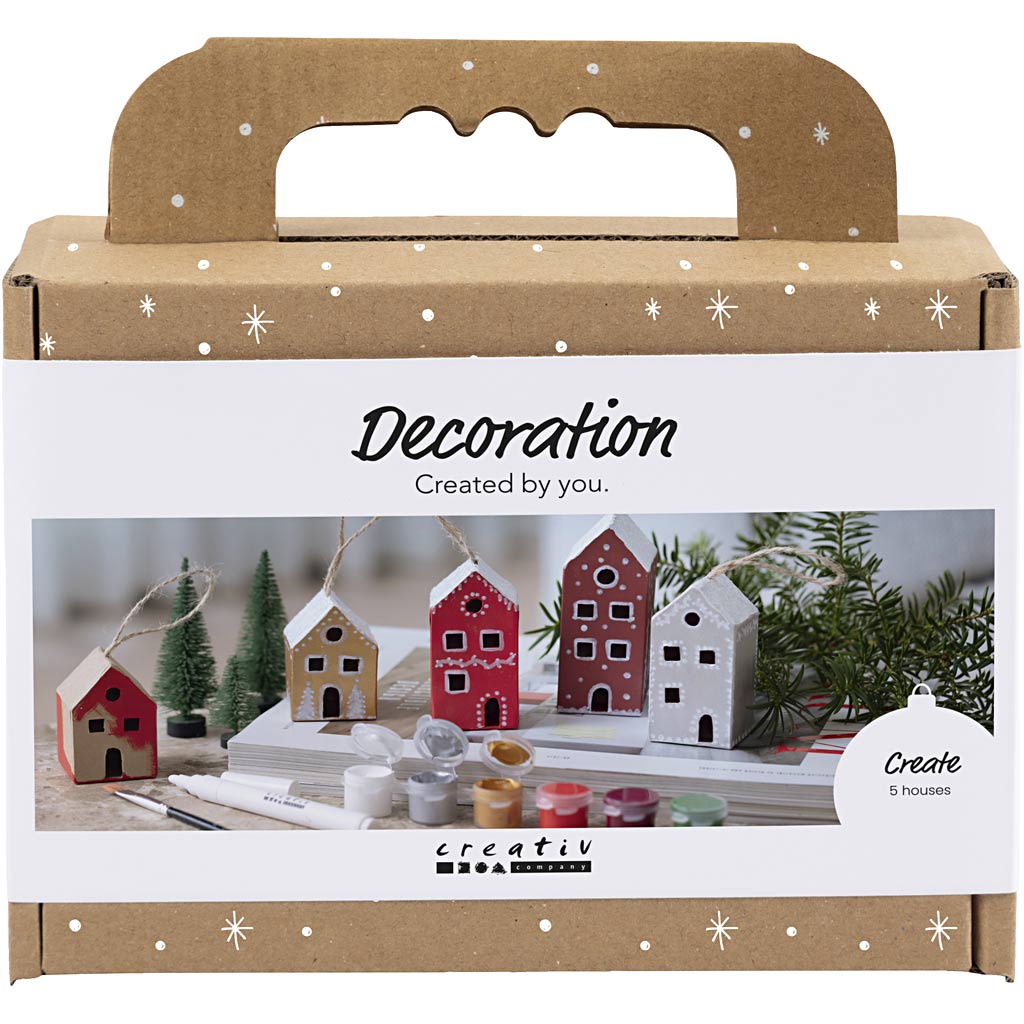 Creativ Company Mini-Hobby-Set Dekoration, Häuser, Weihnachtsfarbe, 1 Box