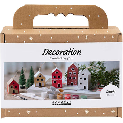 Creativ Company Mini-Hobby-Set Dekoration, Häuser, Weihnachtsfarbe, 1 Box