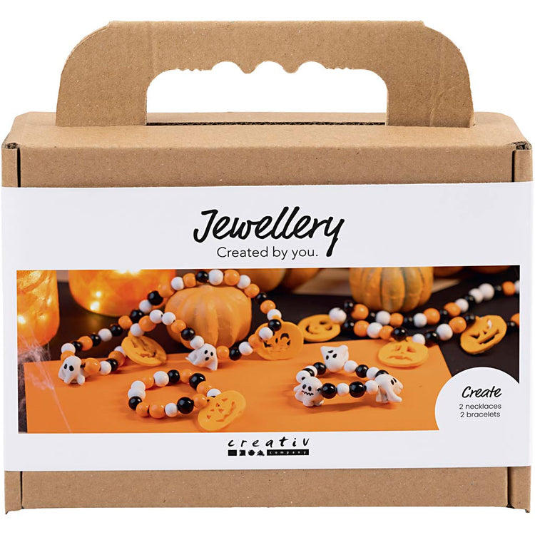 Creativ Company Mini-Hobby-Set, Schmuck, Halskette und Armband, Halloween-Farben, 1 Box
