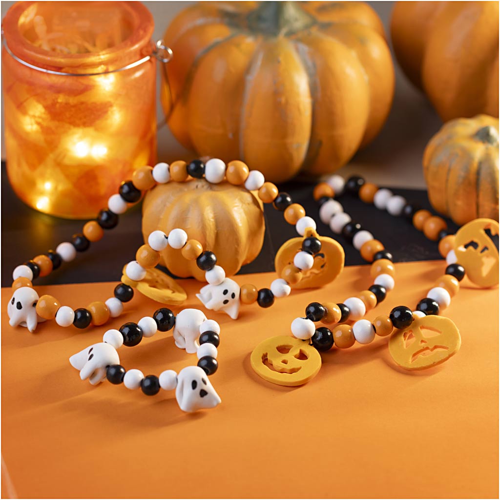 Creativ Company Mini-Hobby-Set, Schmuck, Halskette und Armband, Halloween-Farben, 1 Box