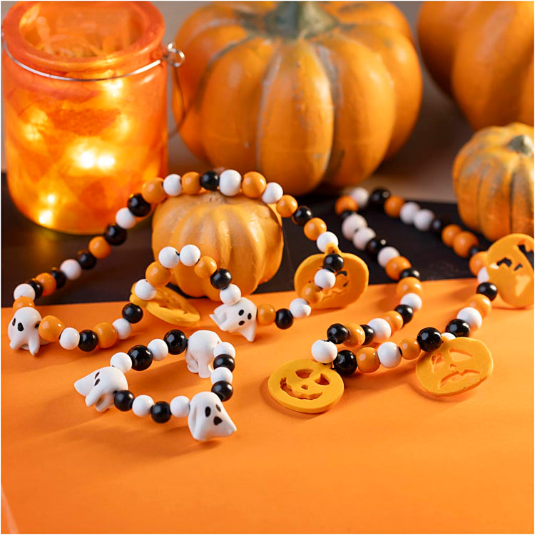Creativ Company Mini-Hobby-Set, Schmuck, Halskette und Armband, Halloween-Farben, 1 Box