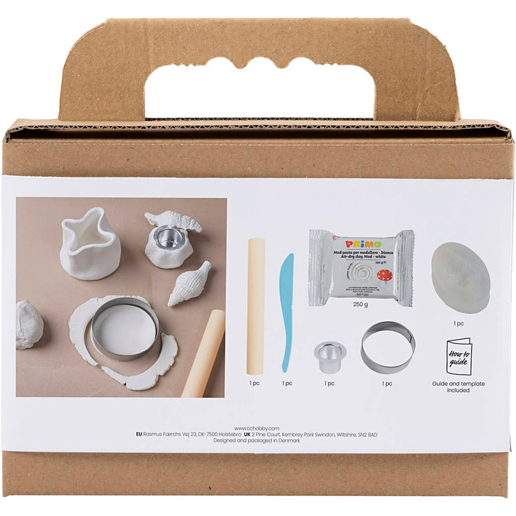 Creativ Company Mini-Hobbyset Modellieren, Kerzenständer mit Muscheln, gebrochenes Weiß, 1 Box