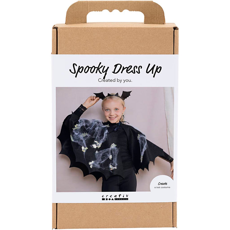 Creativ Company Hobby-Set Gruselkostüme, Fledermausumhang und Stirnband, schwarz, schwarzer Glitzer, 1 Box