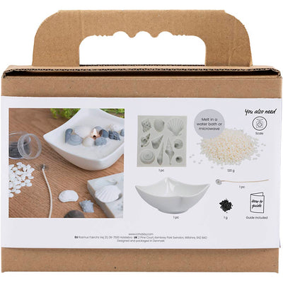 Creativ Company Mini-Hobby-Set Kerzenherstellung, Muscheln, Grau, gebrochenes Weiß, 1 Box