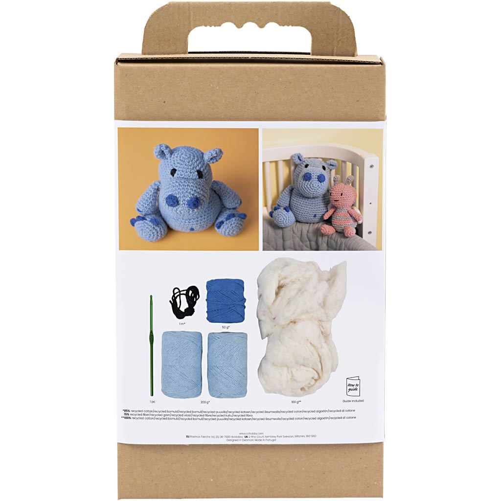 Creativ Company Hobby-Set Amigurumi, Nilpferd, Blau, Hellblau, 1 Box