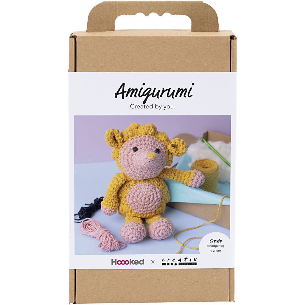 Creativ Company Hobby-Set Amigurumi, Igel, hellrosa, warmes Gelb, 1 Box