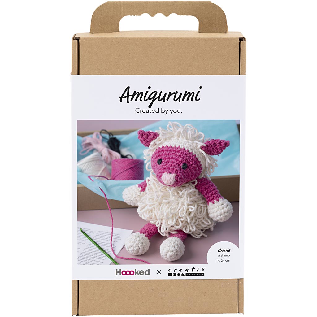 Creativ Company Hobby-Set Amigurumi, Schaf, rosa, gebrochenes Weiß, 1 Box