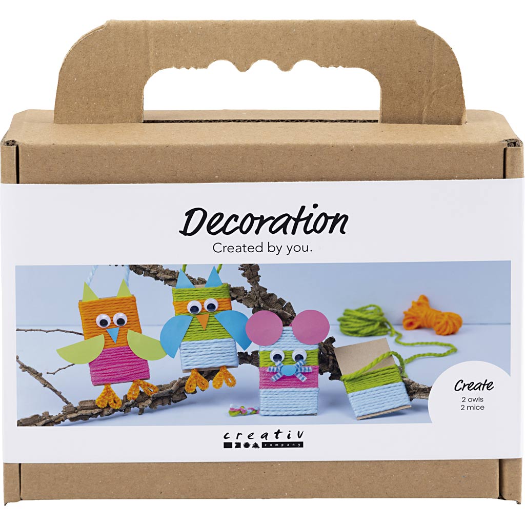 Creativ Company Mini-Hobby-Set Dekoration, Mäuse und Eulen, verschiedene Farben, 1 Box