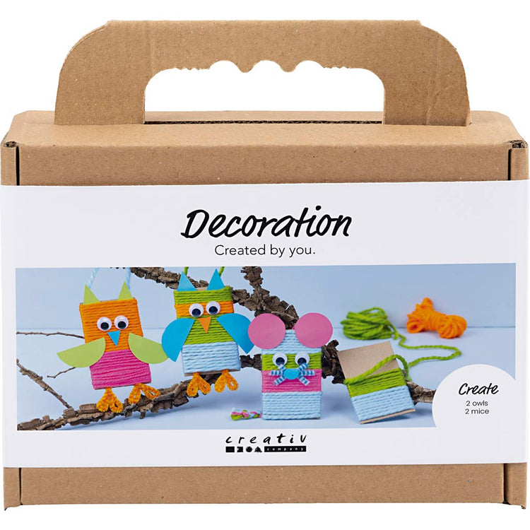 Creativ Company Mini-Hobby-Set Dekoration, Mäuse und Eulen, verschiedene Farben, 1 Box
