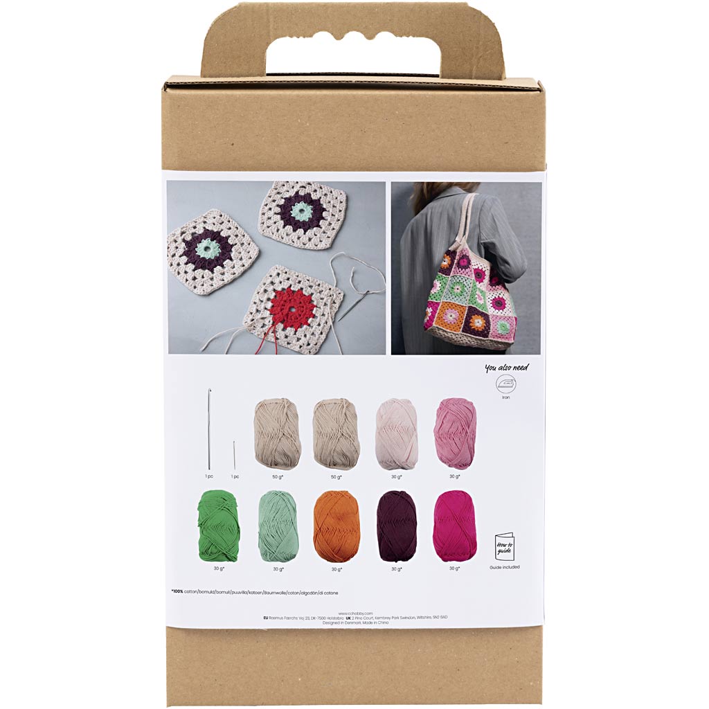 Creativ Company Häkel-Hobby-Set, Tasche, bunt, creme, 1 Box