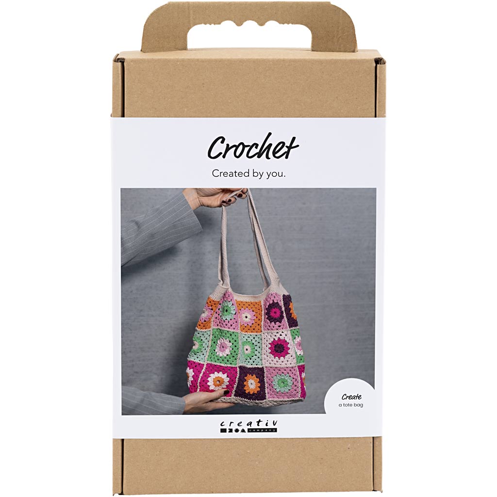 Creativ Company Häkel-Hobby-Set, Tasche, bunt, creme, 1 Box