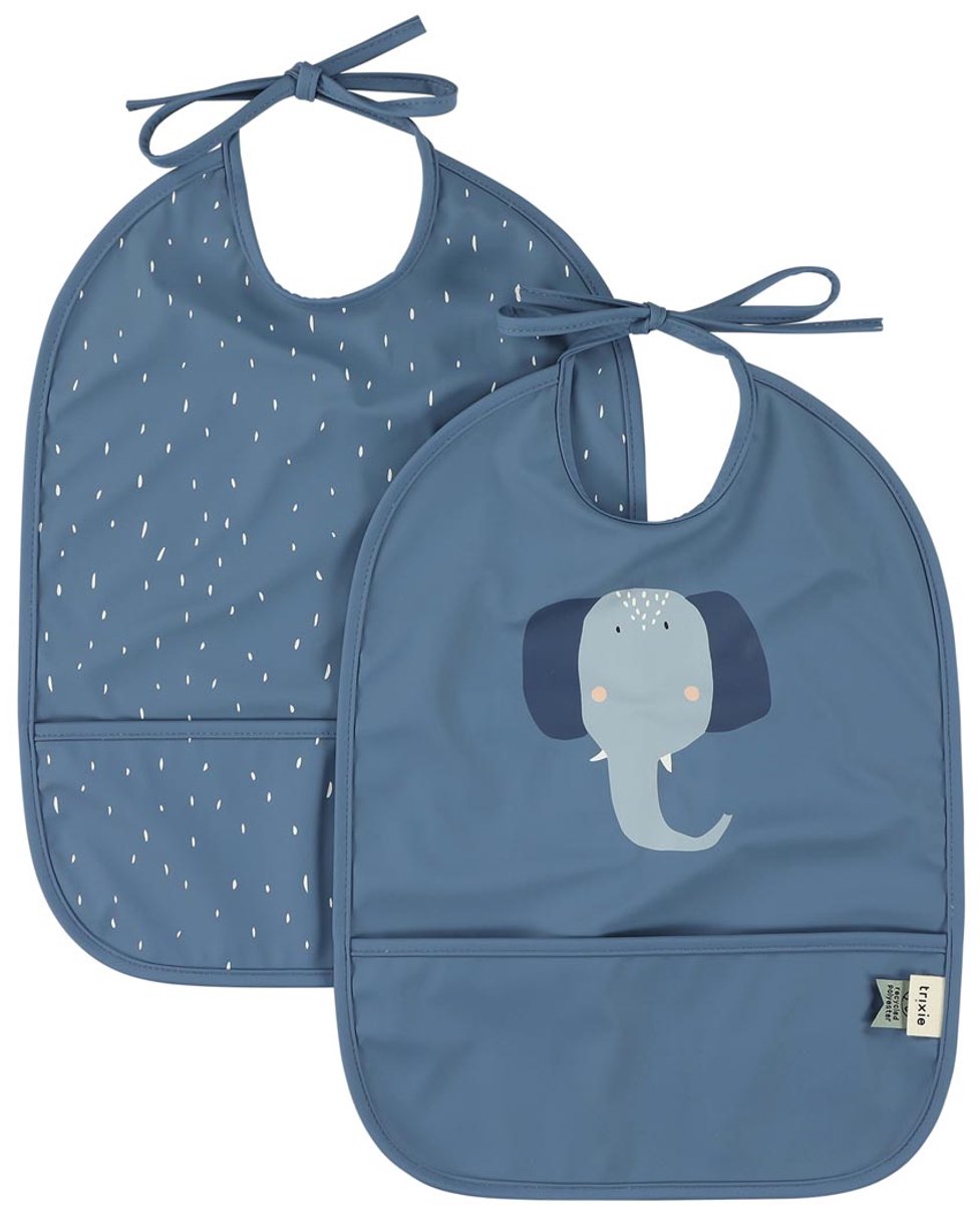 Trixie waschbares Lätzchen 2er-Pack mrs. Elefant - Lätzchen für Kinder - 100 % recyceltes Polyester - leicht zu reinigen - blau