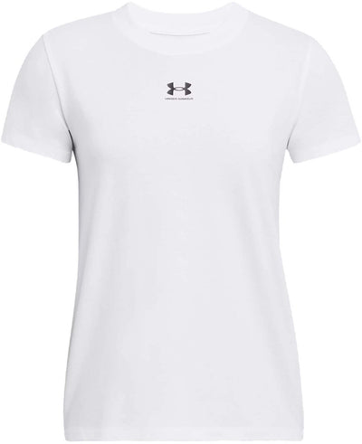 Under Armour ua Rival Core SS-Wht Damen-Sportshirt – Weiß – Schwarz