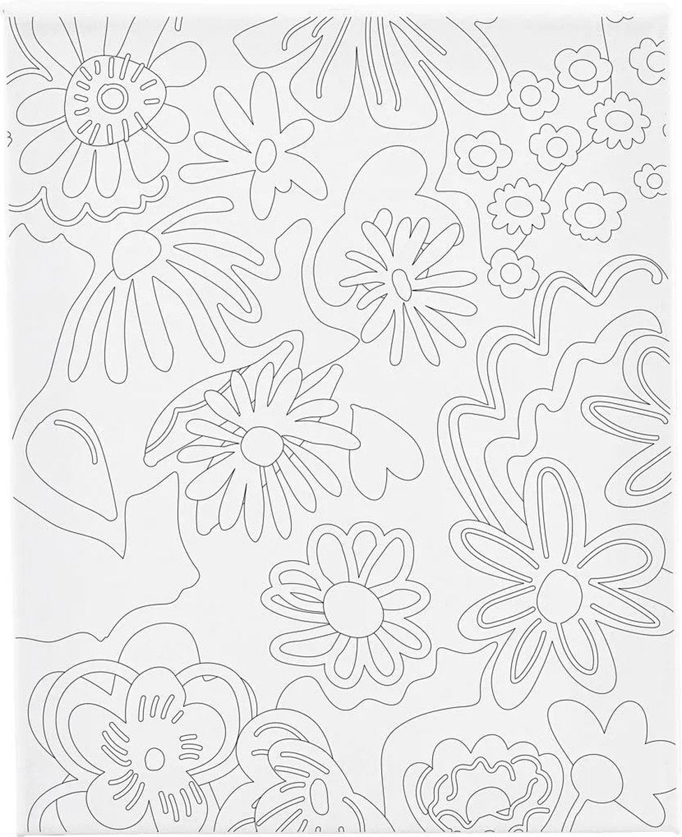 Creativ Company Malleinwand mit Druck, Blumen, D: 1,6 cm, Größe 24x30 cm, 360 g, 1 Stück