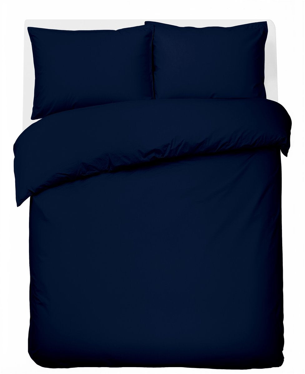 Stille. Living Hush Living Bettbezug Perkal – 100 % Baumwolle – 200 tc – extra frisch und kühl – stark und langlebig – 240 x 220 + 20 cm – 2 x 60 x 70 cm Kissenbezüge – mit Befestigungsschlaufen – Marineblau