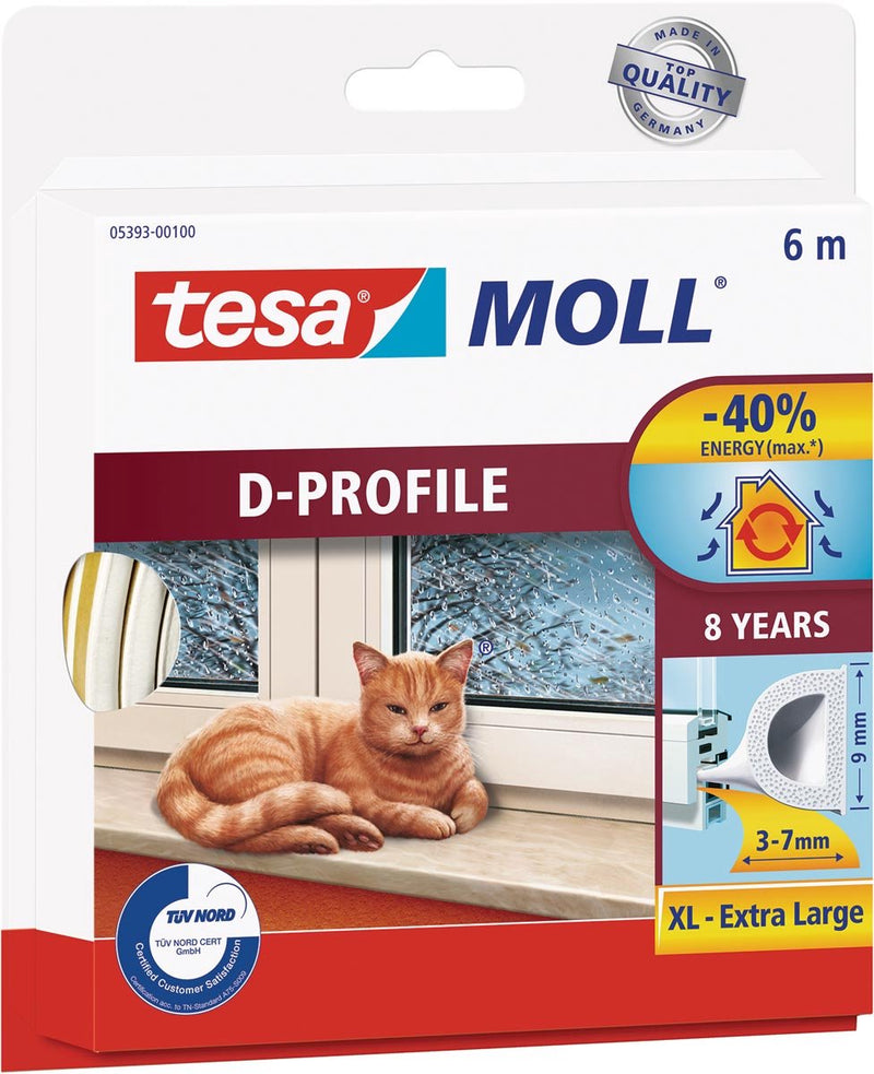 Tesa Tour Riemen D Profil 6m x 3-7mm Weiß