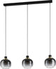 Eglo Oilella Hängelampe – E27 – 95 cm – Rauchglas – schwarzes Messing